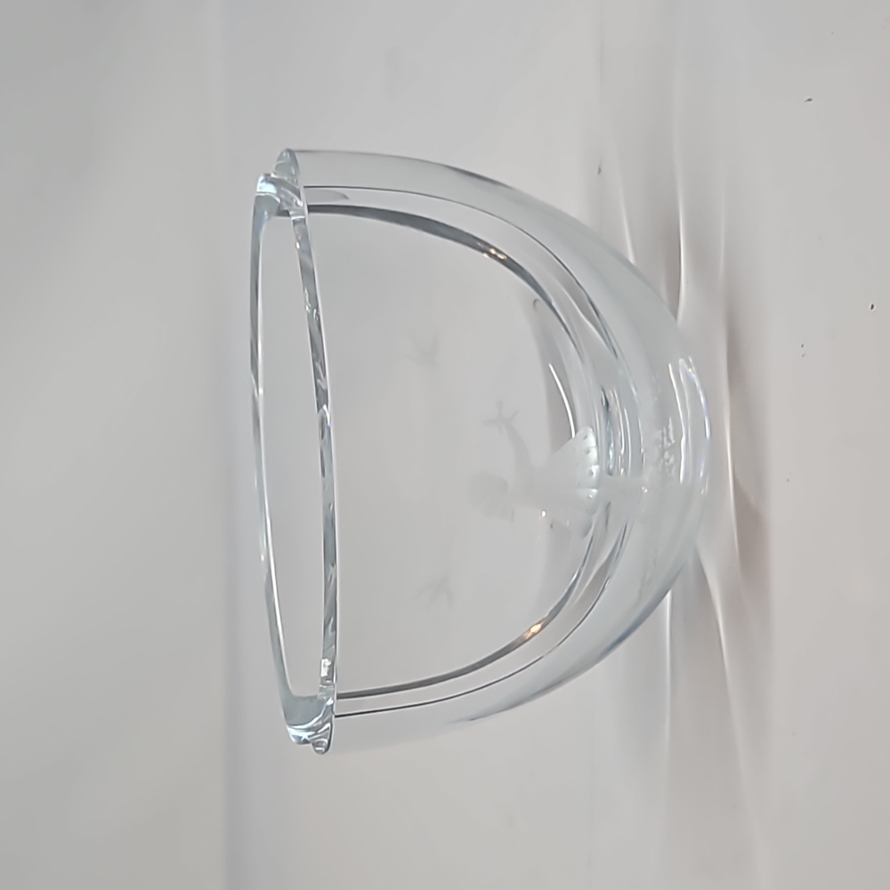 Vintage Swedish Strombergshyttan Etched Girl Birds Vase